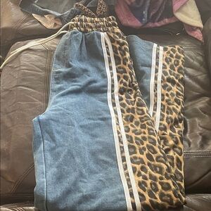 Leopard Print and Denim Joggers